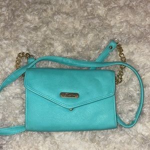Discontinued Buxton Aqua Crossbody Wallet with Gold-colored Chain